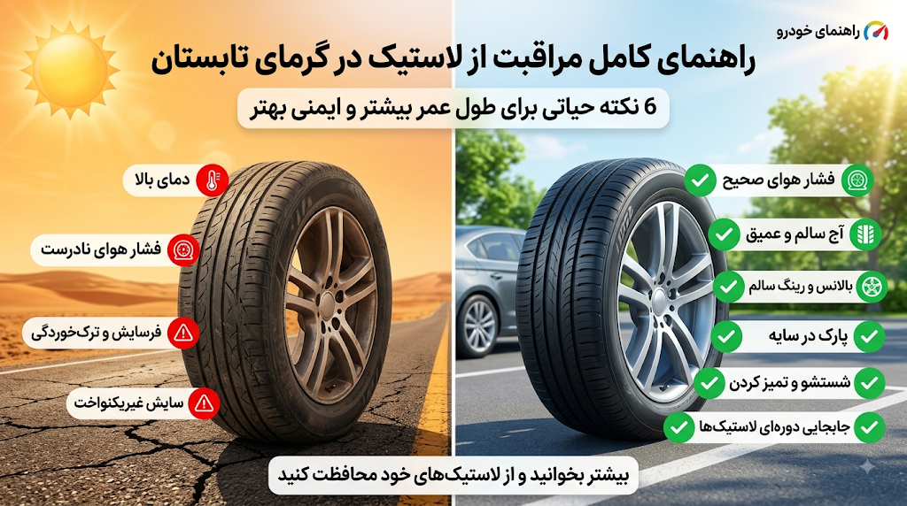 نحوه ی صحیح مراقبت از لاستیک خودرو در گرمای تابستان تصویر 1